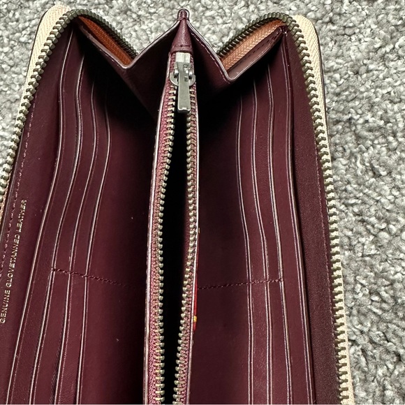 Coach Meadowlark Songbird Large Accordion Women Beading Stitching Leather Wallet - Picture 11 of 16